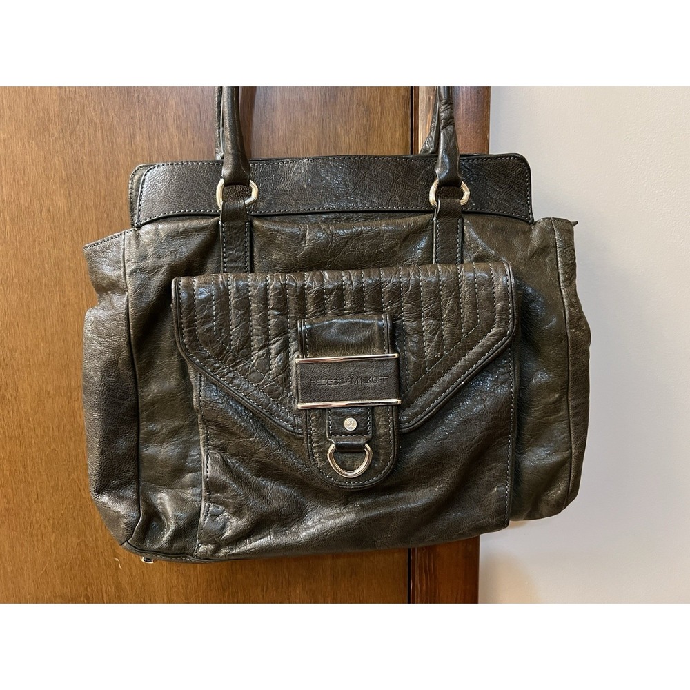 Rebecca Minkoff Illy Tote Purse Satchel Dark Green Leather Zip Top